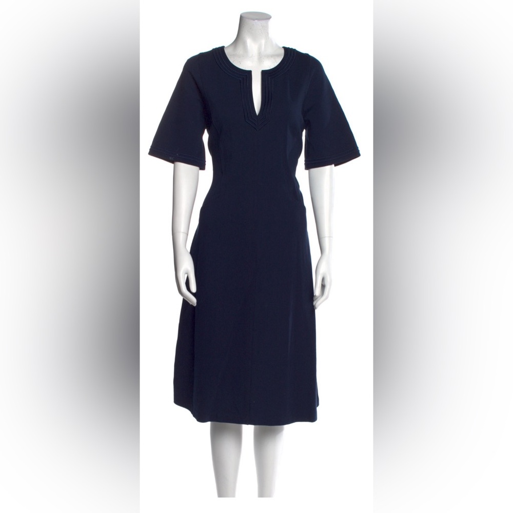 NWT Navy Blue Tory Burch Midi V Neck Dress